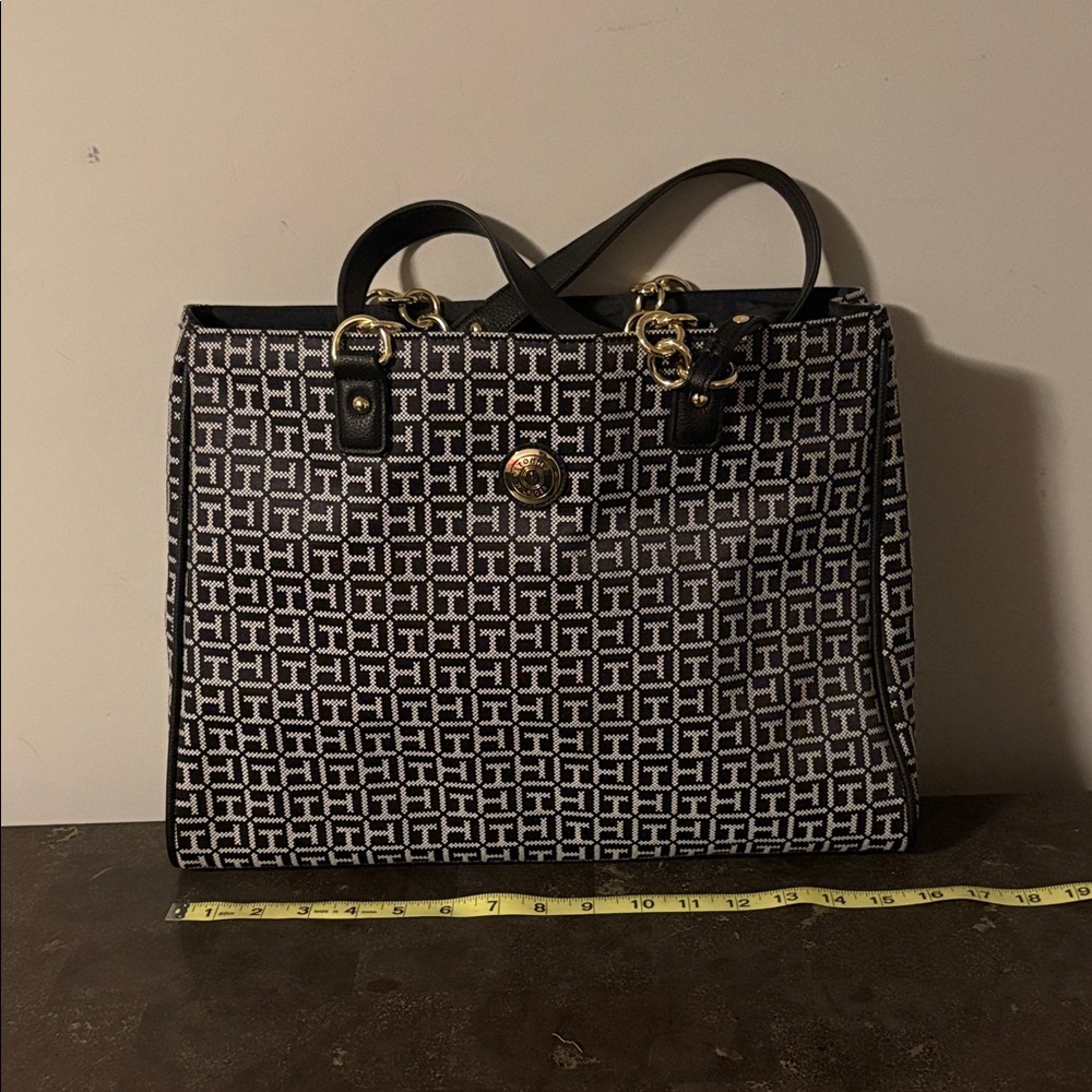 Tommy Hilfiger Black and White Patterned Tote